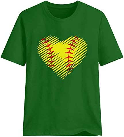 2023 Nyári Felsők Női Szerelmes Szív Nyomtatása Grafikus T-Shirt Rövid Ujjú Baseball Ingek Laza Fit O Nyakú Blúz Tshirts