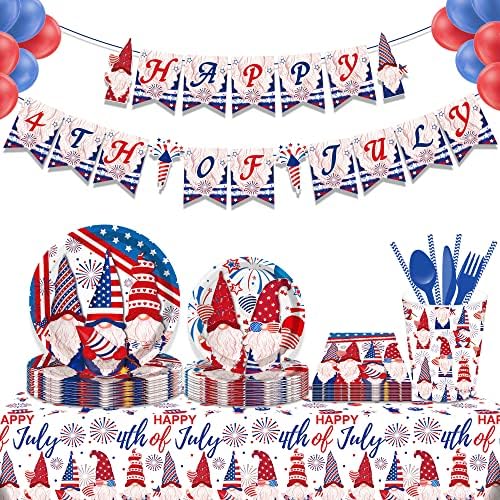 116 Db július 4-én Hazafias Párt Dekoráció Amerikai Zászló Témájú Cikkeket, Beleértve az Amerikai Zászló Tányért, Szalvétát Cups