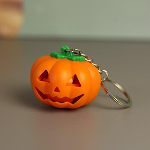 Amosfun 2 DB Halloween kulcstartó Tök LED-es kulcstartó Lámpa Fel kulcstartó Játék Halloween Party Kellékek Ajándék Hanggal Barátok