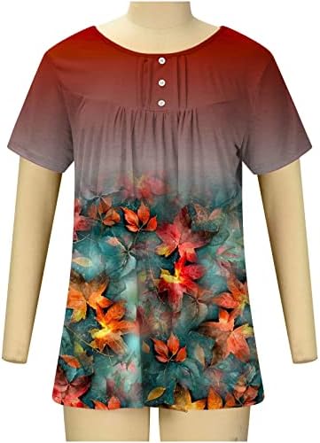 Camiseta Estampado Flores para Mujer Camiseta Manga Corta Blusas Camiseta de Cuello Redondo Camisas plisadas sueltas