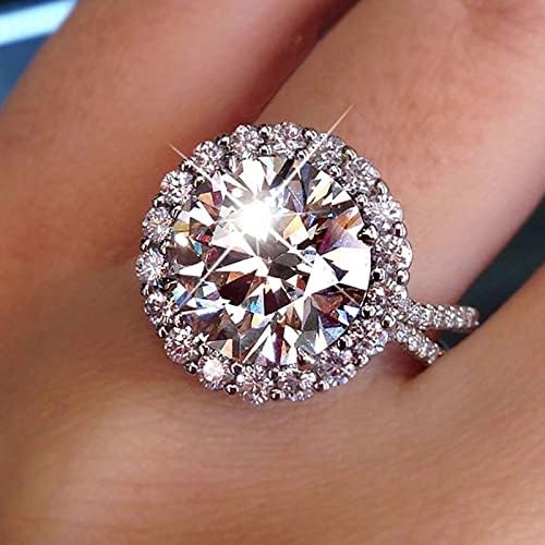 2023 Női Cirkónium-oxid Bling Gyémánt Eljegyzési Gyűrűt Sok Gyűrűk (Ezüst, 7)
