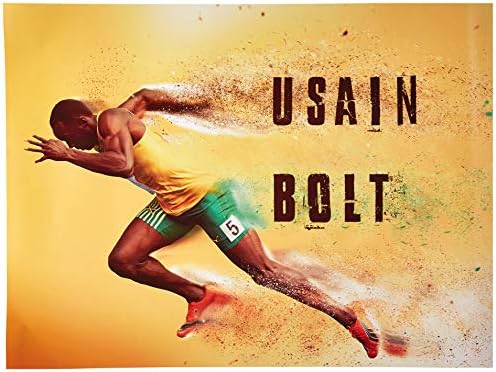 777 Tri-Hét Szórakozás Usain Bolt Plakátot Gyorsan Fut Villám Art Print (24x18)