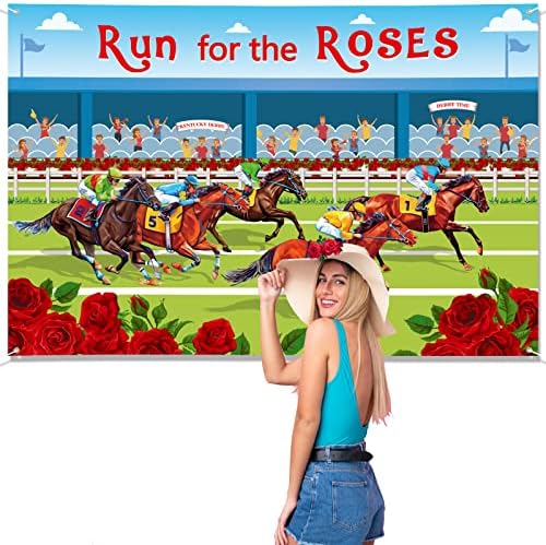 Arosche Kentucky Derby Dekoráció Zászló 72 x 48 Háttérben Fut A Rózsa lóverseny Fotózás Háttér Szezonális Ünnep Hátteret