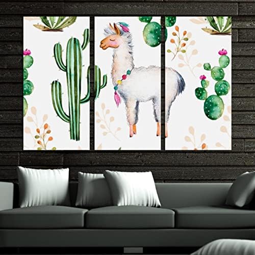 A Wall Art a nappaliban, Kaktusz Láma Keretes Dekoratív olajfestmény Meghatározott Dekoratív Modern Mű Kész Lógni 20x40