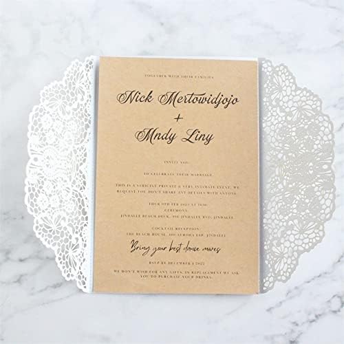 MillaSaw Vintage Lézerrel Vágott Meghívó 25 Beállítja Üres Esküvői Meghívó Készlet (fehér)