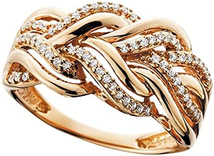 A zenekar Gyűrűk a Nők Pár Hercegnő csiszolt Gyémánt Meghatározott Gyűrű Divat Luxus Nők Eljegyzés, Esküvő Ékszer (Arany, 8)