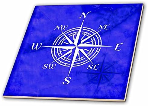 3dRose Klasszikus fehér tengeri compass rose vitorlás design tengerészek. - Csempe (ct_352667_1)