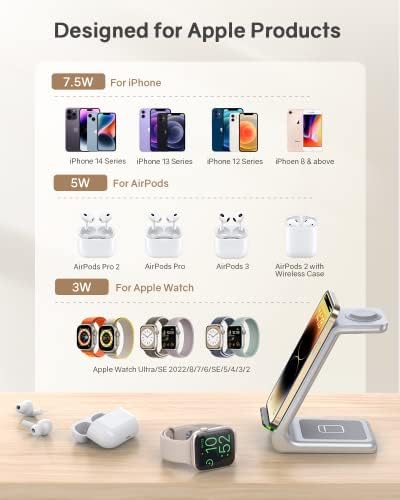 CIYOYO Vezeték nélküli Töltő Állomás, 3 az 1-ben Vezeték nélküli Töltő Állvány Több Apple Eszközök, a Töltés Dock for iPhone 14 13
