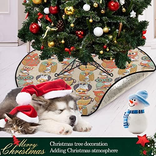 visesunny karácsonyfa Mat Vintage Bagoly Állat Fa áll Szőnyeg Padló Protector Nedvszívó Fa Állvány Tálca Mat a Szezonális Hálaadás