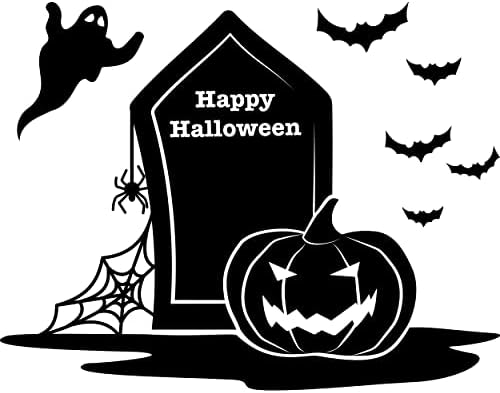 Boldog Halloween Fekete Fali Matricák a Temető Sírkő, Sütőtök, Szellem, Pók, Denevér - Boldog Halloween Hangulat Dekoráció Gyerek