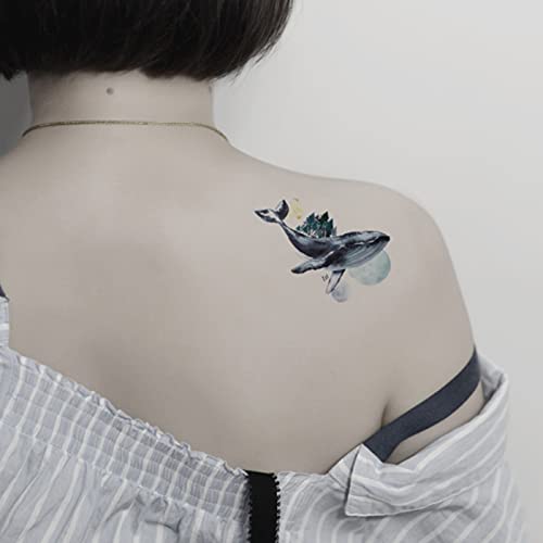 5 Db Eredeti Bálna Tetoválás Matricák Napsütés Erdő Nagy Hal Vízálló Virág Kar Koreai Matricák