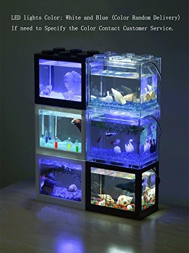OMEM USB Mini akvárium,Asztali Mikro-Táj LED akvárium,Akvárium Felszerelés, Épület Blokkok Egymásra akvárium (Fehér)