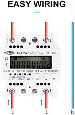 Junniu 2 Fázis 3 Vezetékek 110V+110V 80A Din Sín Tuya WiFi Intelligens Energia-Mérő Fogyasztás Monitor KWh Méter Wattmeter