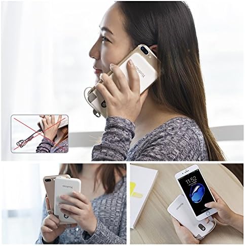 Yoobao Vezeték nélküli Töltő Állomás, 5 db Ultra Vékony Hordozható Töltő 10000mAh, Beépített Kábel Power Bank iPhone/Samsung,
