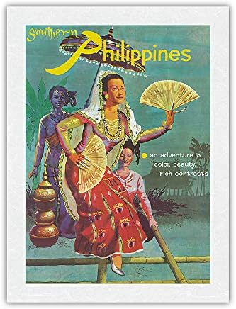 Dél-Fülöp - szigetek- egy Kaland a Színe, Szépsége, Gazdag Ellentétek - Singkil Táncosok - Vintage Travel Poszter - Mester Art Print 9in x
