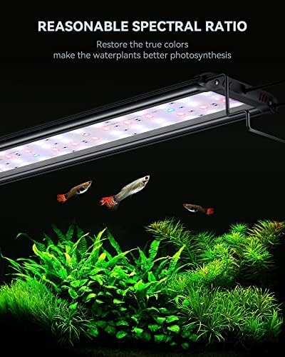 Niclunn LED Akvárium Fény, 18W Teljes Spektrumú akvárium Könnyű, Alumínium Héj, Időzítés Ciklus, Hőleadás, Szabályozható Fény Kihúzható Konzol