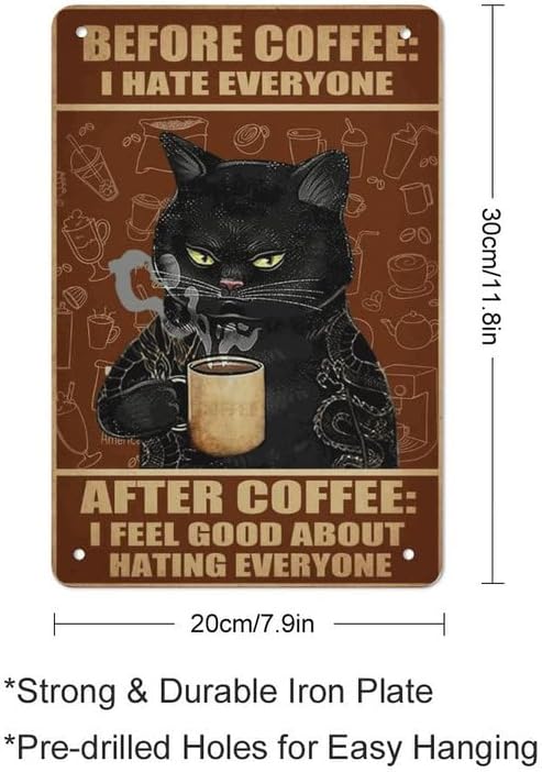 Vicces Macska Kávé Jel Előtt Kávét Utálom, hogy Mindenki a Kávé Után Jól Érzem magam Arról, hogy Utál Mindenki Poszter Fekete Macska