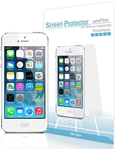 amFilm iPhone SE képernyővédő, Képernyő Védő iPhone SE, 5, 5S, 5C Prémium HD Tiszta (Láthatatlan) (3 Csomag) (Nem kompatibilis a 2020-as