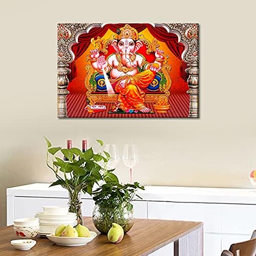 TUMOVO 1 Panel Wall Art Ganesha Otthon Dekoráció, Poszterek, Nyomatok, Hindu Istenek Arany Ganesha Hinduizmus Fali Dekoráció nappaliban, Irodában,