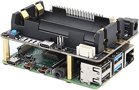 Geekworm Raspberry Pi UP Adapter, X728 (Max 5.1 V 6A) 18650 UPS & Power Management Board + 20W C-Típusú 5V 4A Adapter Kompatibilis