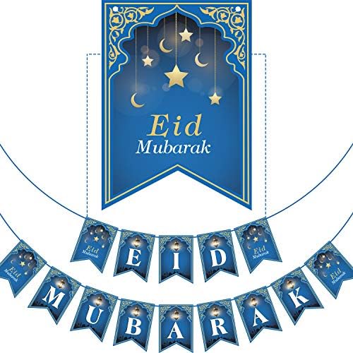 Nem DIY Szükséges Muzulmán Ramadan Parti Kellékek Dekoráció, Kék Eid Ünnepi Dekoráció Muszlim (Eid Mubarak)