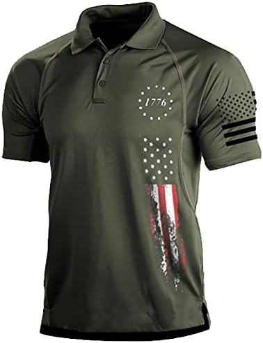 USA Zászló, Póló Férfi július 4-én Hazafias T-Ing, Nyári Alkalmi, Rövid Ujjú Klasszikus Golf Polos