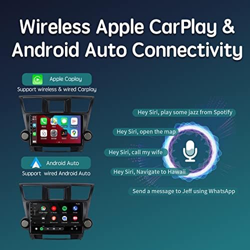 Vezeték nélküli Apple Játék Autó Sztereó Bluetooth, ViaBecs 6 GB 128GB 10.2 Hüvelykes Érintőképernyő Rádió Toyota Highlander