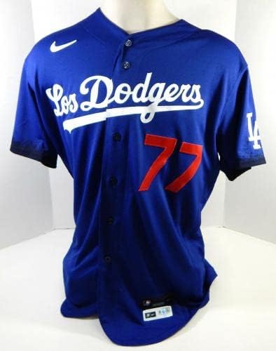 2021 Los Angeles Dodgers Dennis Santana 77 Játék Kiadott Kék Jersey City-Csatlakozni - a Játékban Használt MLB Mezek