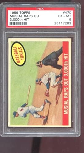 1959 Topps 470 Stan Musial Rappel Ki a 3000-ik Találat Izgalom PSA 6 Osztályozott Baseball Baseball Asztalon Dedikált Vintage Kártyák