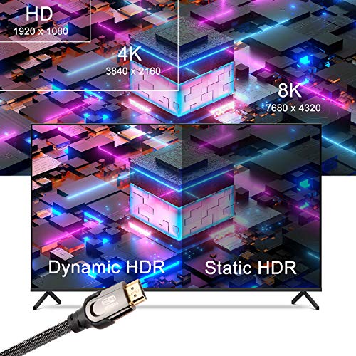 MFE HDMI 2.1 Kábel, 48Gbps Nagy Sebességű HDMI-Kábel 2.1 Verzió, Támogatja a 4K 8K 120Hz Dinamikus HDR eARC Dolby Atmos VRR Dolby