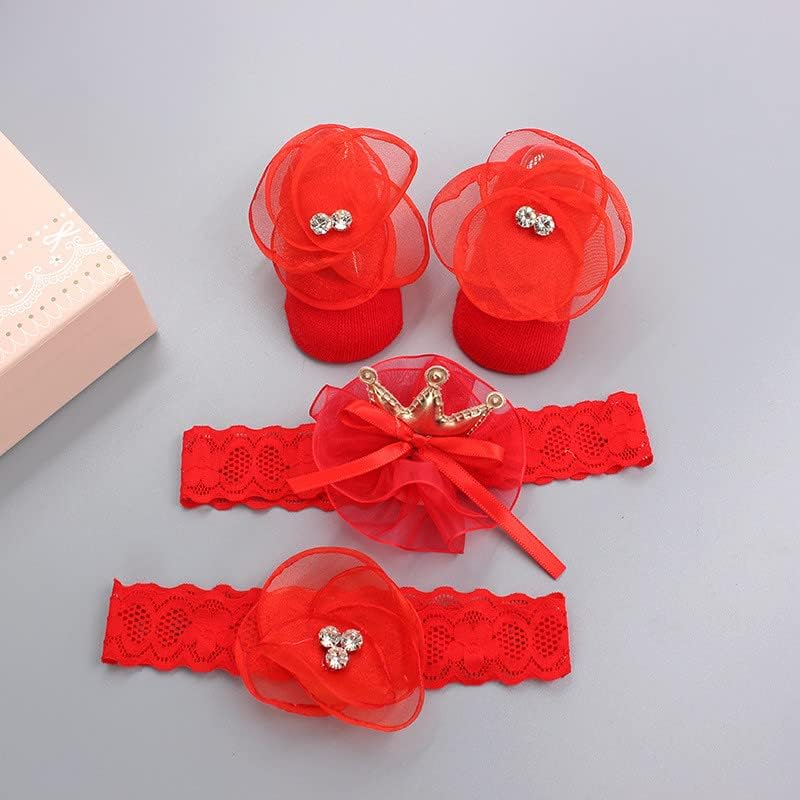 A gyerekek Csecsemő Fiúk Lányok Zokni Bowknot Hairband Infant Cipő 3pcs Meghatározott Boot Zoknik Kislány (D, Egy Méret)