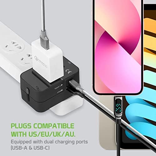 Utazási USB Plus Nemzetközi Adapter Kompatibilis a Plantronics Mobil Bluetooth Headset Világszerte Teljesítmény, 3 USB-Eszközök c típus,