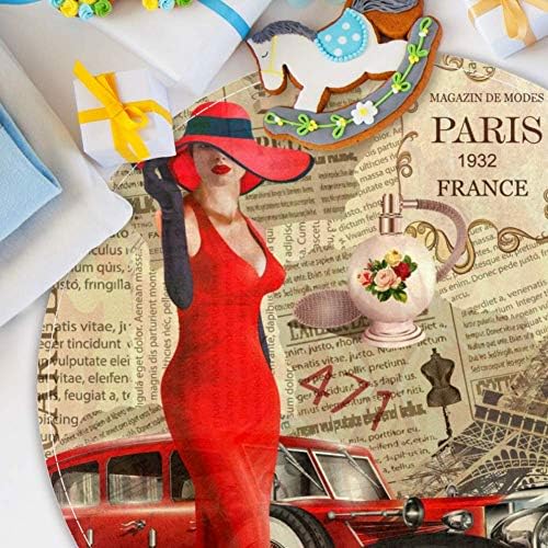 HEOEH Klasszikus Párizsi Eiffel-Torony, Nő, Mintás, Csúszásmentes Lábtörlő 15.7 Kerek Szőnyeg, Szőnyegek Szőnyeg Gyerekeknek Hálószoba Baba