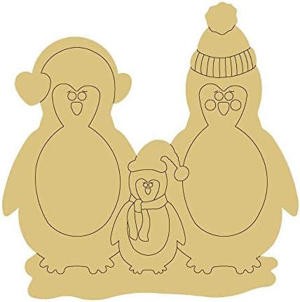 Pingvin Családi Design Vonalak által Kivágott Befejezetlen Fa Ajtó Fogas Téli Dekoráció Karácsonyi MDF Alakú Vászon Stílus 1 Art 1 (24)