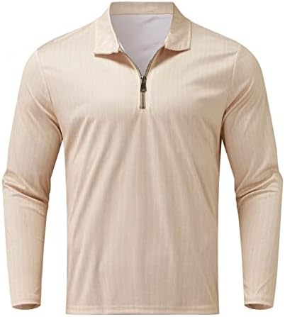 XXBR Polo shirt Mens, Tavaszi Csíkos Hosszú Ujjú 1/4 Cipzáras Nyakú Ing, Slim Fit Üzleti Alkalmi Felsők munkaruha Mérkőzés, T-ing, illetve Öltöny