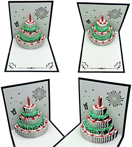 3D felugró Szülinapi képeslapok Felmelegedés LED Születésnapi Torta Zene Boldog Szülinapot Kártya Képeslap Pop Up Kártyák Lézerrel Vágott Boldog