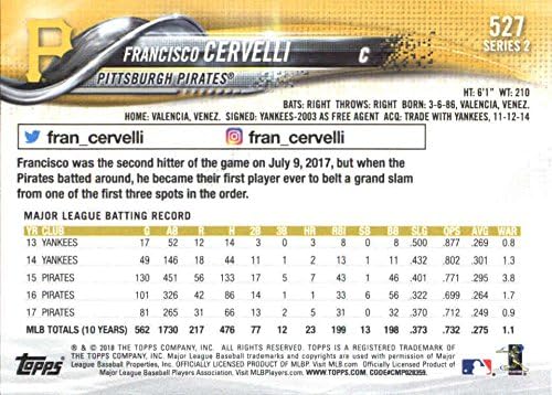 2018 Topps Baseball Sorozat 2527 Francisco Ezt Pittsburgh Pirates MLB Hivatalos Kereskedési Kártya