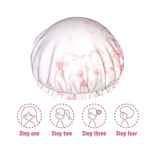 Rózsaszín Cseresznye Nyomtatott Zuhanysapka Haj Kap Újrafelhasználható Fürdő Kap Vízálló Zuhanyzás Sapkák Női Haj Hossza
