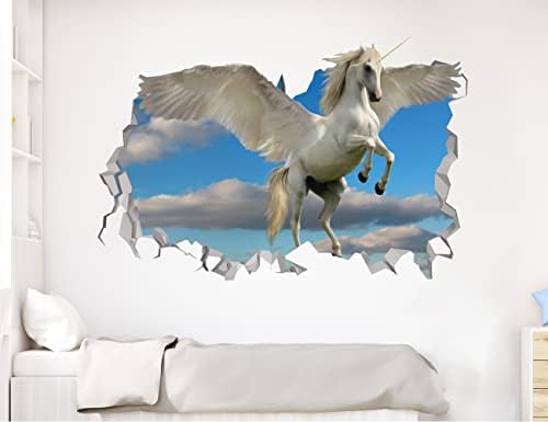 Unicorn Fali Matrica 3D - Egyszarvú Témájú Hálószoba Decor - Unicorn Fali Dekor Art Peel & Stick - Egyszarvú Room Decor