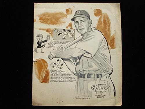 Eredeti Johnny Cooney Baseball Alkotás 'Russell - 15.25 x 12.75 - Eredeti MLB Művészet, Nyomatok