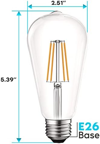LUXRITE Vintage Edison LED Izzók 75W Egyenértékű, ST19 ST58, 2700K Meleg Fehér, 800 Lumen, Szabályozható LED Izzószálas Villanykörte,