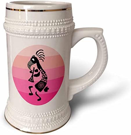 3dRose Vicces, Aranyos Rózsaszín Flamingó Madár Kokopelli Táncos Játék Horn... - 22oz Stein Bögre (stn-362930-1)