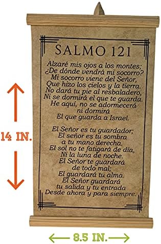 Salmo 121 Alzare Mis Ojos egy Los Montes Pergamino Kész Lógni 14 x 8,5 be, Rusztikus Pergamenre Nyomtatott, Bézs