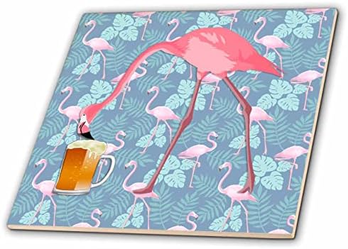 3dRose Egy rózsaszín flamingó sört inni egy sört bögre flamingó. - Csempe (ct_350615_1)