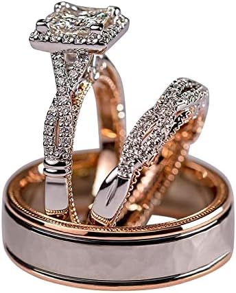 2023 Új Gyűrű Szétválasztás Rose Szín Három Darab Gyűrű, Arany Pezsgő Cirkon Gyűrűk Valentin Gyűrűk a Nők (Rose Gold, 9)