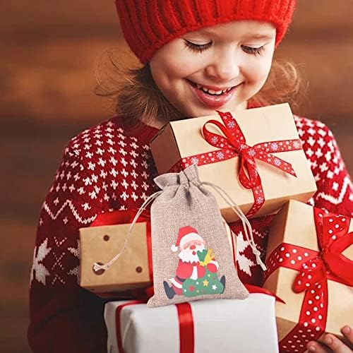 NEARTIME 10DB Karácsonyi Party Kellékek Ajándék Táskák Ajándékok Gyümölcsöt, Édességet Zsák Összehúzható Vászon táska Parti Dekoráció Nők