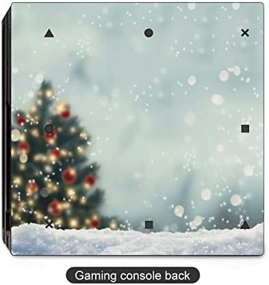 Homályos karácsonyfa Hó Aranyos Matrica Bőr Védő Vékony Fedezni PS-4 Slim/PS-4 Pro Konzol & 2 Vezérlő