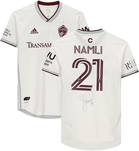 Younes Namli Colorado Rapids Dedikált Match-Használt 21 Fehér Jersey a 2020-as MLS-Szezon - Dedikált Foci Mezek