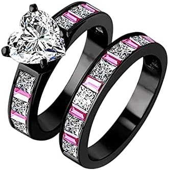 Eljegyzés, Esküvő Szerelmes Szív Cirkon Női Esküvői Gyűrű Divat Fél Gyűrű Ajándék Gyűrű Ékszer Tizenéves (Fekete, 9)