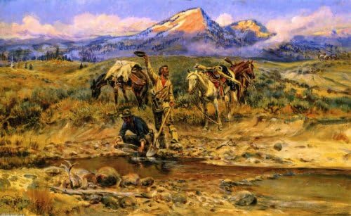 WahooArt olajfestmény - 33 x 20 cm / 84 x 51 cm - Charles Marion Russell - Pay Dirt (úgy Is Ismert, mint A Discovery Gulch)